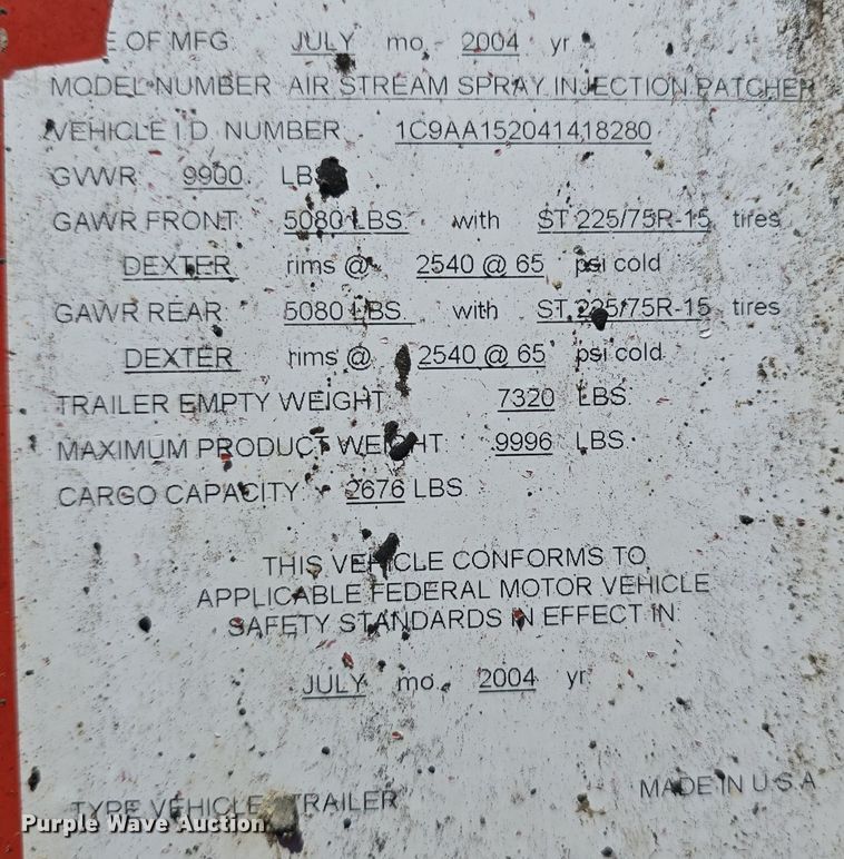 image for item DQ4477 2004 Crafco Airstream Spray injection patcher pothole patcher