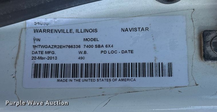 image for item DU1474 2014 International 7400 dump truck