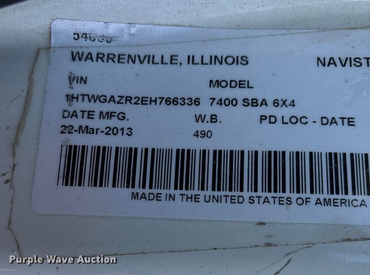 image for item DU1474 2014 International 7400 dump truck