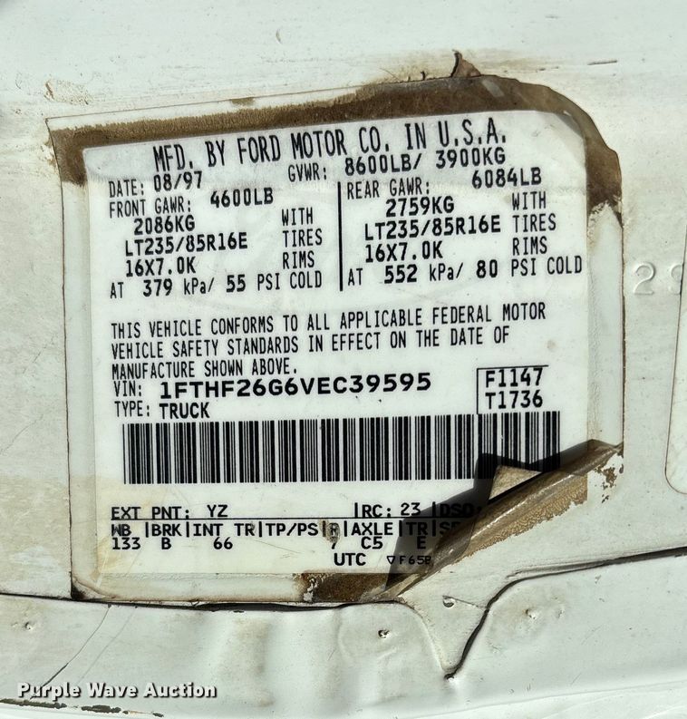 image for item DU1482 1997 Ford F250 pickup truck