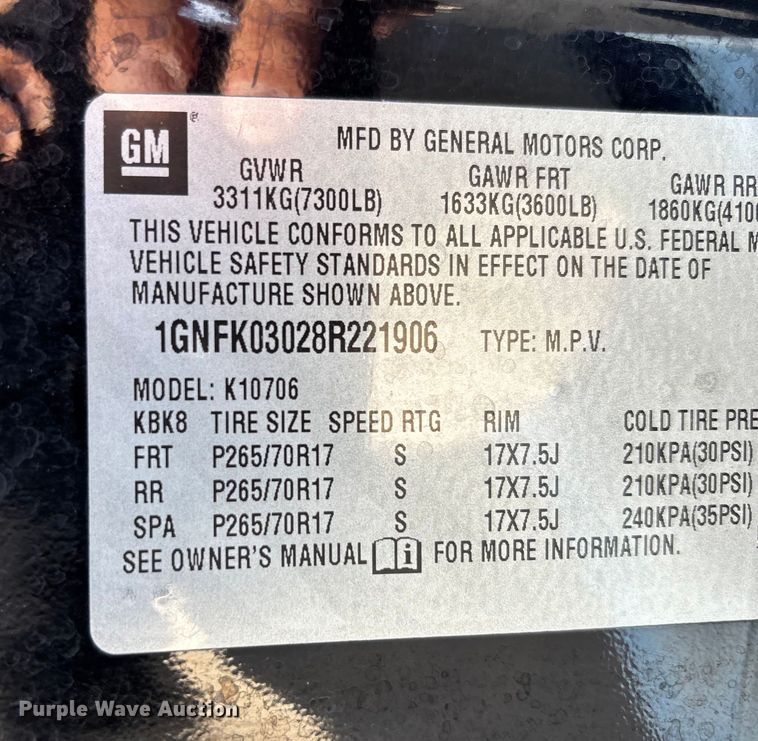 image for item DU1484 2008 Chevrolet Tahoe Police SUV