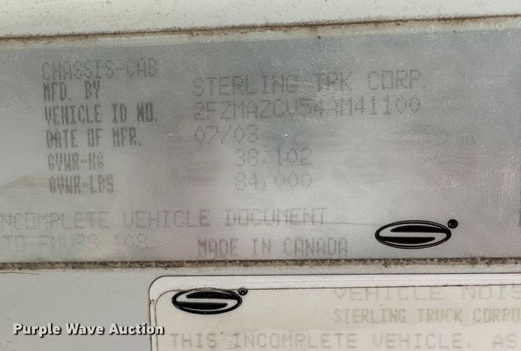 image for item DU3603 2004 Sterling L-Line dump truck