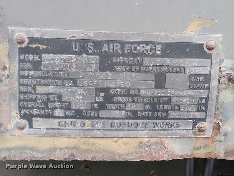 image for item DU3604 1978 John Deere 570A motor grader