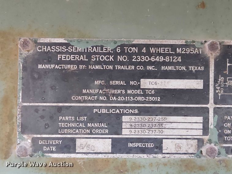 image for item DU3616 1960 Hamilton dry van trailer