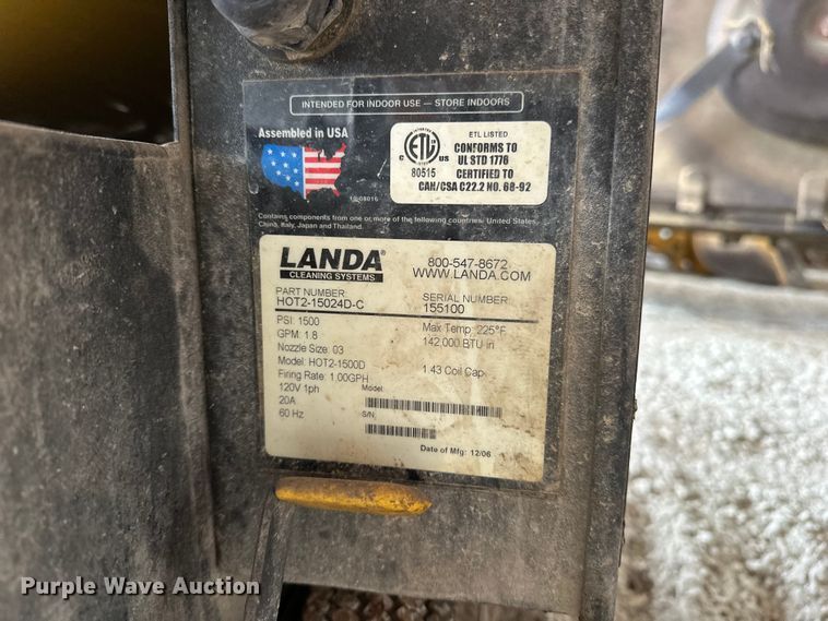 image for item DU3620 Landa HOT2-1500D hot pressure washer