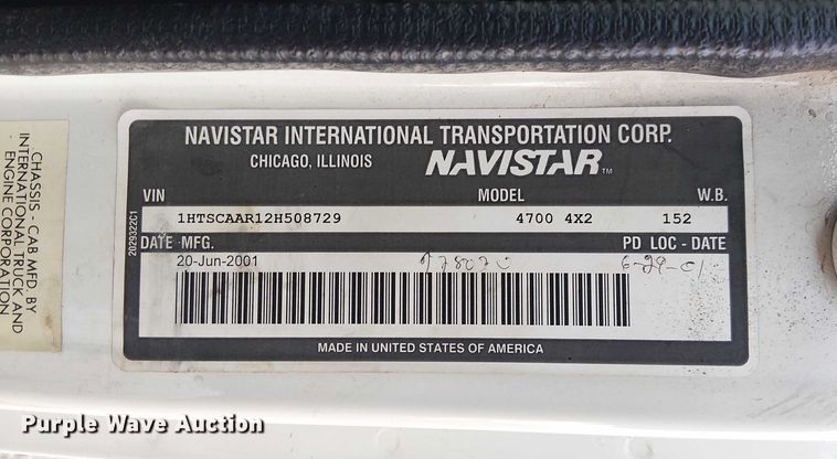 image for item DU3636 2002 International 4700 dump truck