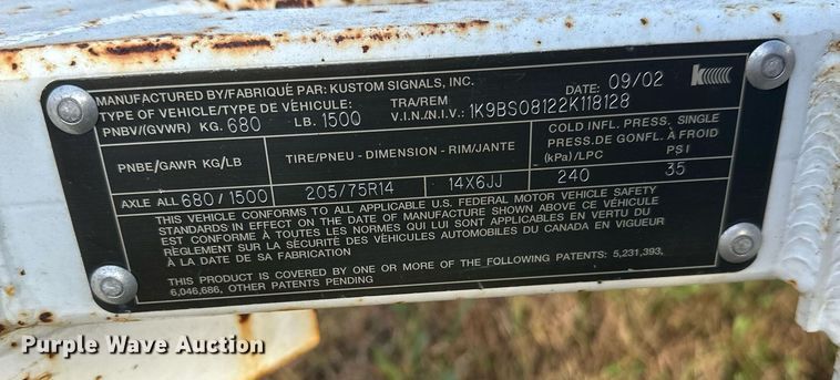 image for item DW4280 2002 Kustom Signals Smart Radar speed sign trailer