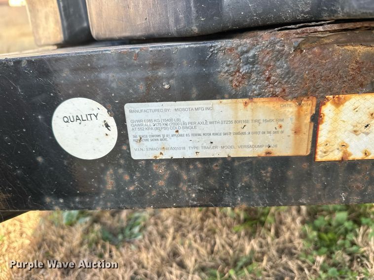 image for item DW4281 2014 Versa Dump dump trailer