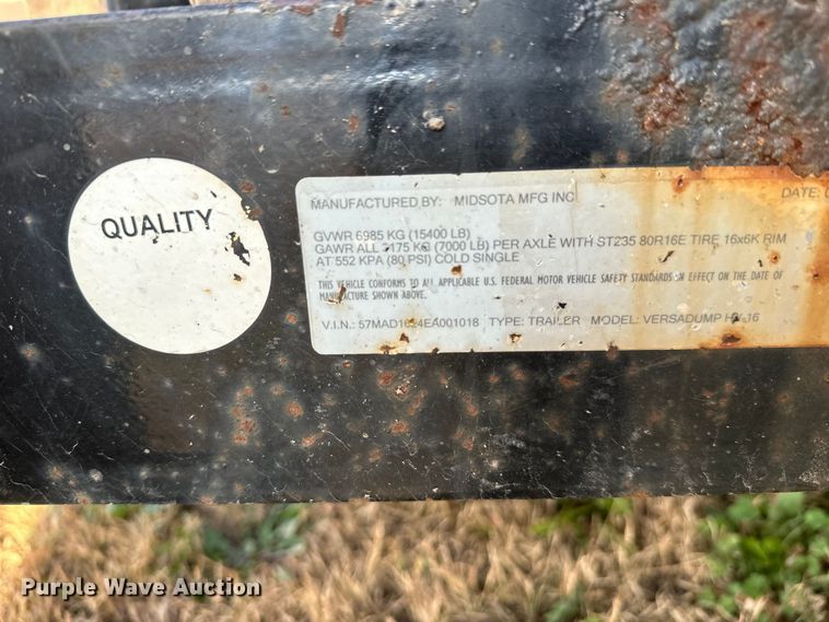 image for item DW4281 2014 Versa Dump dump trailer