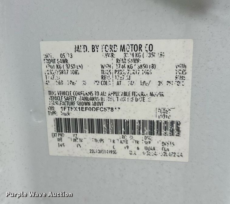 image for item DW4283 2013 Ford F150 SuperCab pickup truck