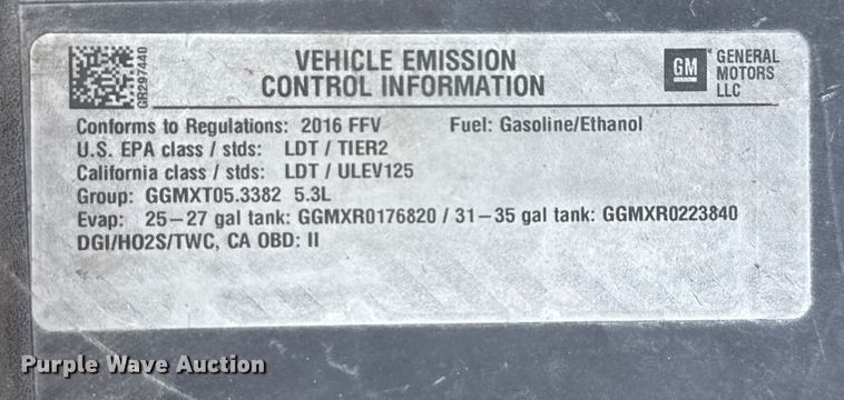 image for item DX5774 2016 Chevrolet Tahoe Police SUV