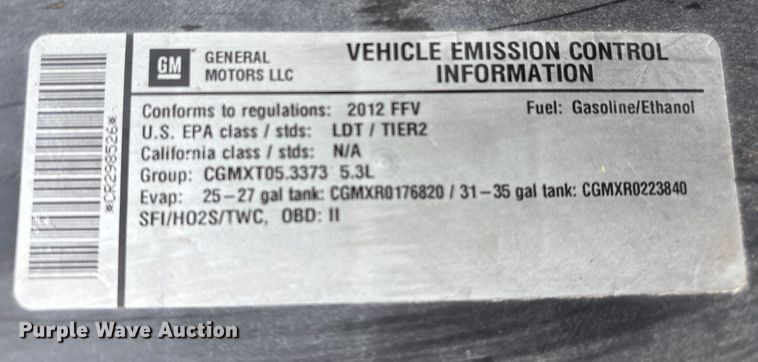 image for item DX5775 2012 Chevrolet Tahoe Police SUV