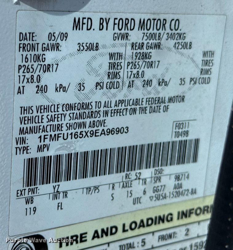 image for item DX5777 2009 Ford Expedition XLT SUV