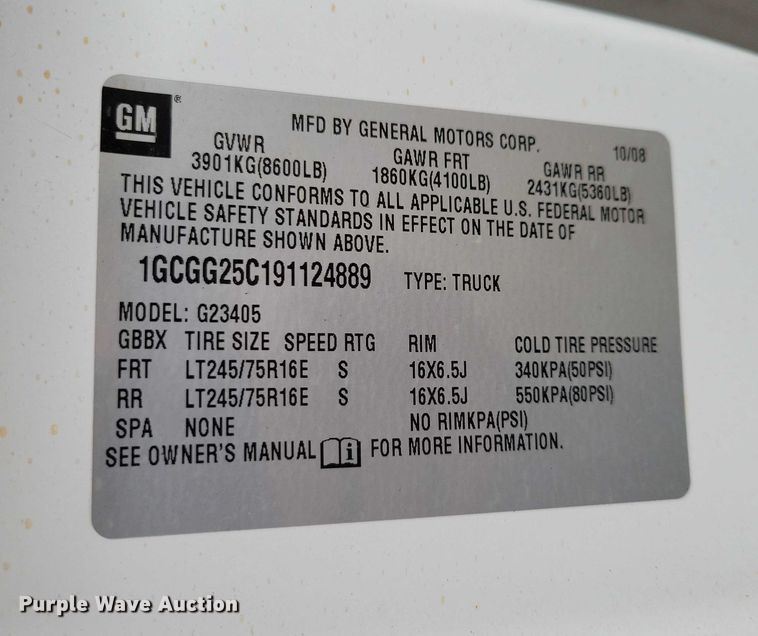 image for item DX6470 2009 Chevrolet Express 2500 van