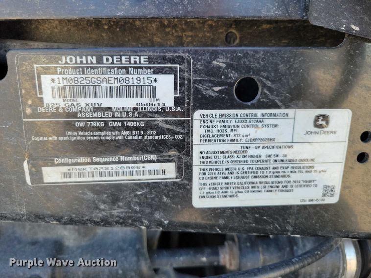 image for item DX6545 2014 John Deere  Gator 825i utility vehicle