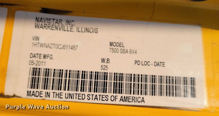 image for item DX7269 2012 International  7500 dump truck