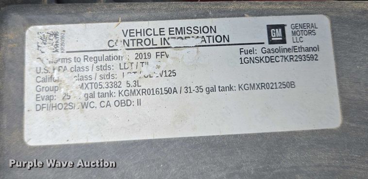 image for item DY1148 2019 Chevrolet Tahoe SUV