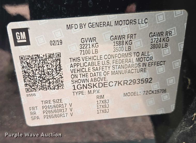 image for item DY1148 2019 Chevrolet Tahoe SUV