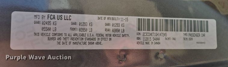 image for item DY1419 2016 Dodge Charger Police 