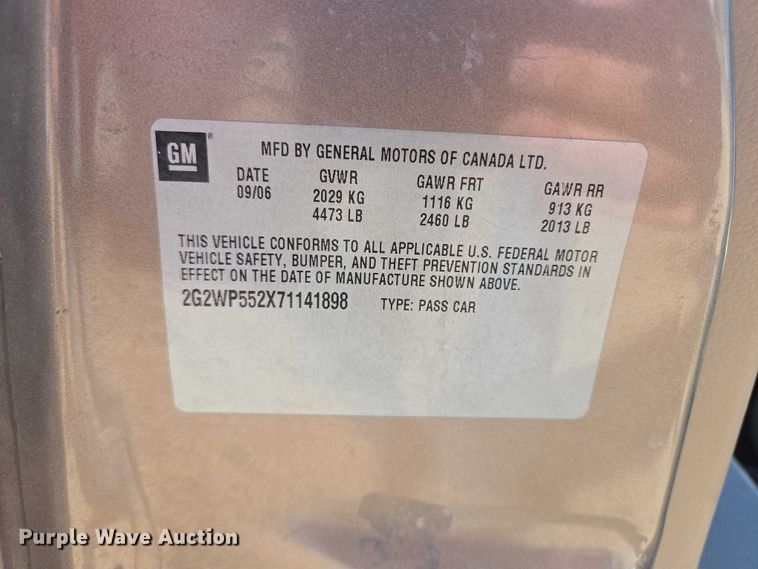 image for item DY1420 2007 Pontiac Grand Prix 