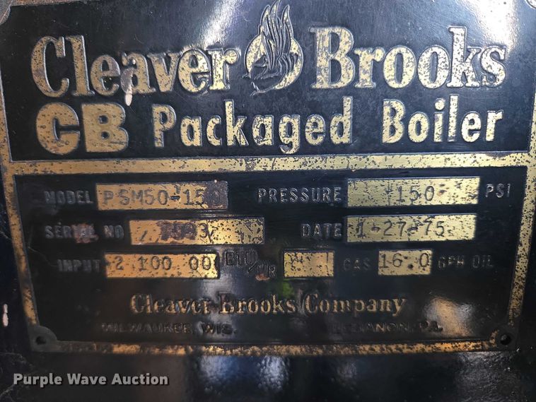 image for item DY1443 1975 Cleaver Brooks PSM50-150 boiler