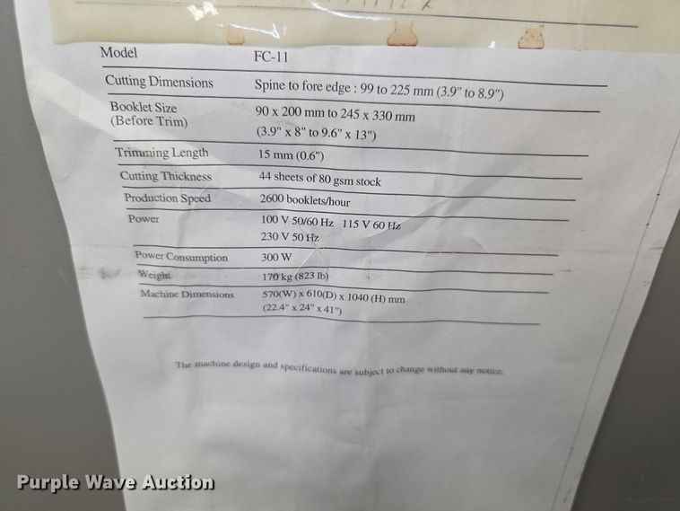 image for item DZ6423 Horizon FC11 collator/stitcher/trimmer