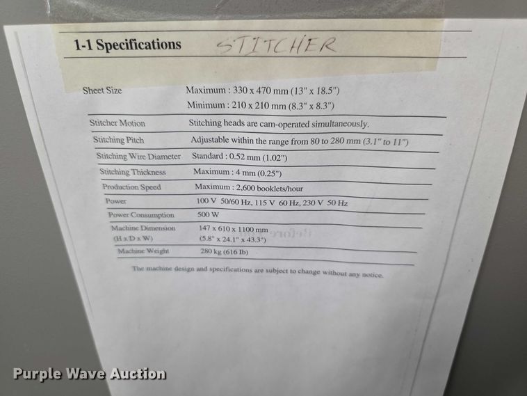 image for item DZ6423 Horizon FC11 collator/stitcher/trimmer