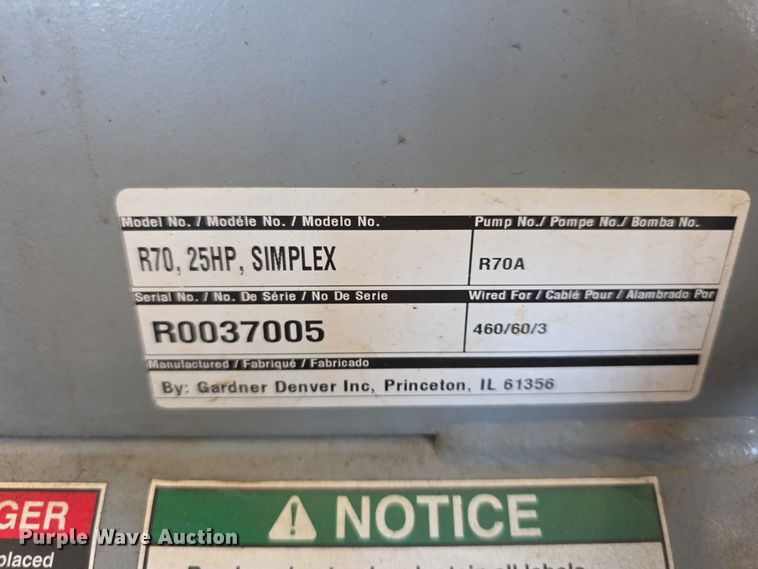 image for item DZ6454 Gardner-Denver R70 air compressor