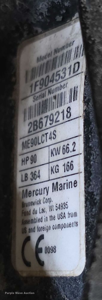 image for item DZ6470 2019 Mercury 1F904531D outboard engine