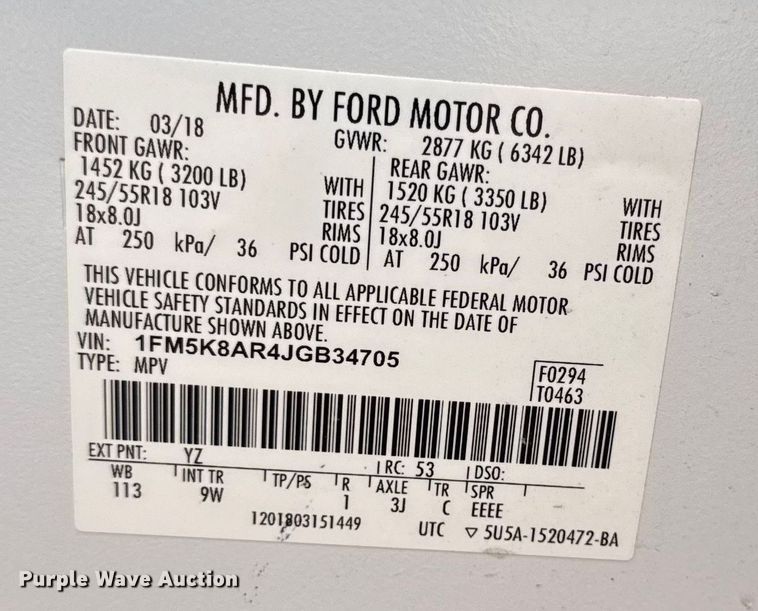 image for item EA1965 2018 Ford Explorer Police Interceptor SUV