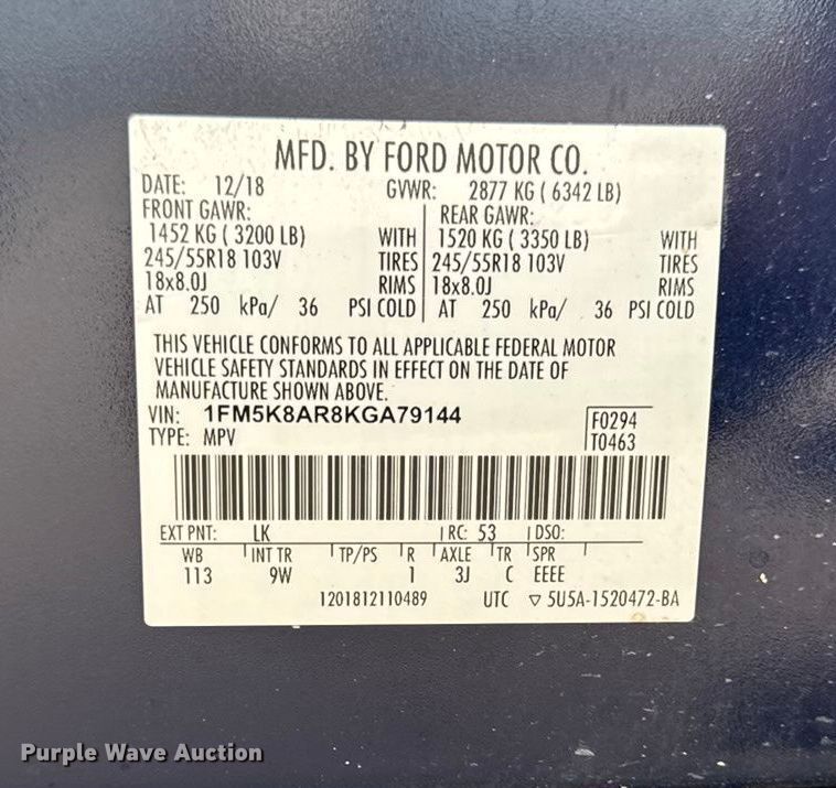 image for item EA1967 2019 Ford Explorer Police Interceptor SUV