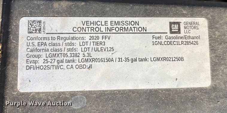 image for item EA7571 2020 Chevrolet Tahoe Police SUV