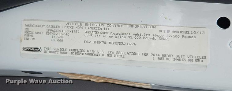 image for item EB8375 2014 Freightliner M2 street sweeper truck