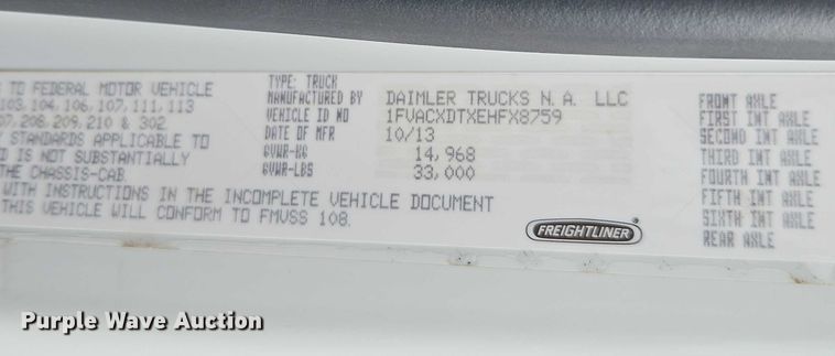 image for item EB8375 2014 Freightliner M2 street sweeper truck