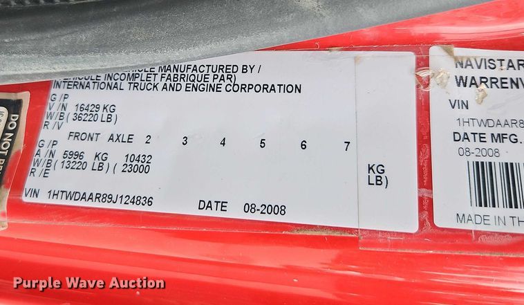 image for item EB8378 2009 International SA525 dump truck