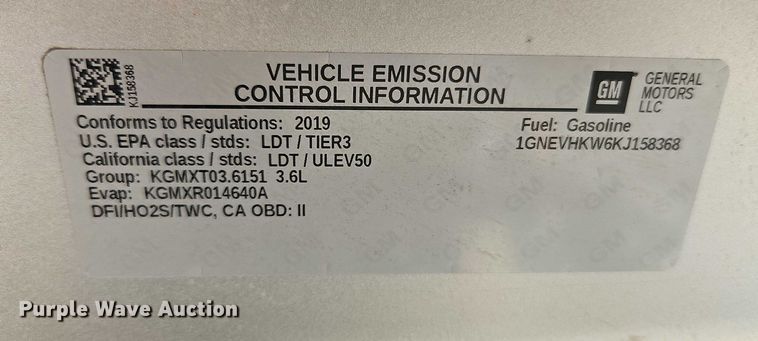 image for item EB8387 2019 Chevrolet Traverse SUV