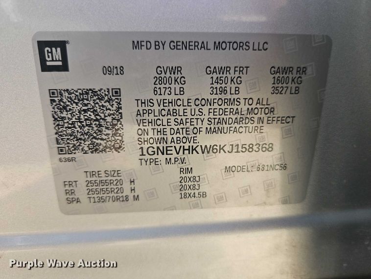 image for item EB8387 2019 Chevrolet Traverse SUV