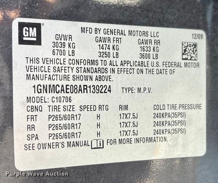 image for item ED2310 2010 Chevrolet Tahoe SUV