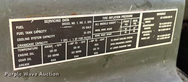 image for item ED2311 1991 AM General M998 SUV