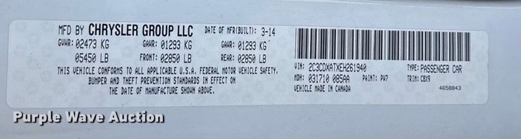 image for item ED2312 2014 Dodge Charger Police 