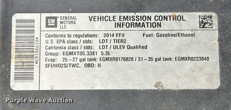 image for item ED5824 2014 Chevrolet Tahoe Police SUV