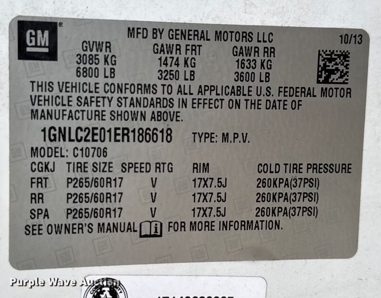 image for item ED5824 2014 Chevrolet Tahoe Police SUV