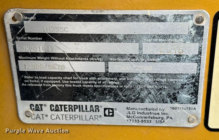image for item ED5828 2016 Caterpillar TH255C telehandler