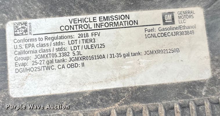 image for item ED5830 2018 Chevrolet Tahoe Police SUV