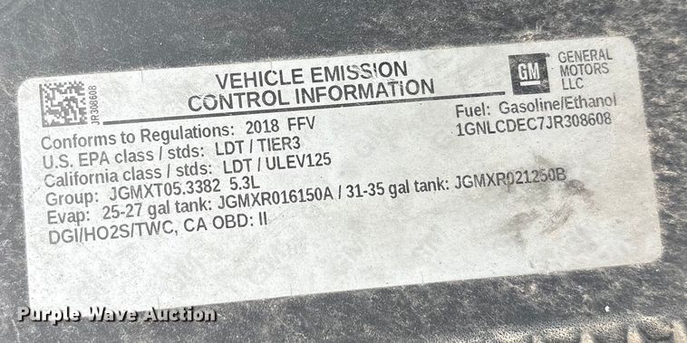 image for item ED5836 2018 Chevrolet Tahoe Police SUV