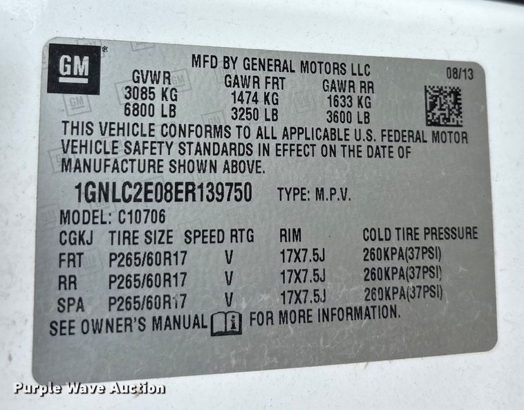 image for item ED5837 2014 Chevrolet Tahoe Police SUV