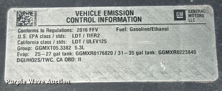 image for item ED5840 2016 Chevrolet Tahoe Police SUV