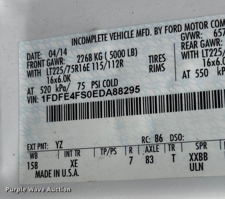 image for item EJ7697 2014 Ford E450 shuttle bus