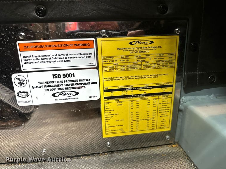 image for item EL0031 2005 Pierce Dash aerial platform fire truck