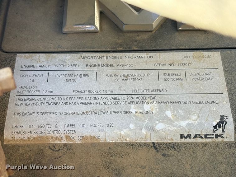 image for item EM6122 2025 Mack GR64F roll-off container truck